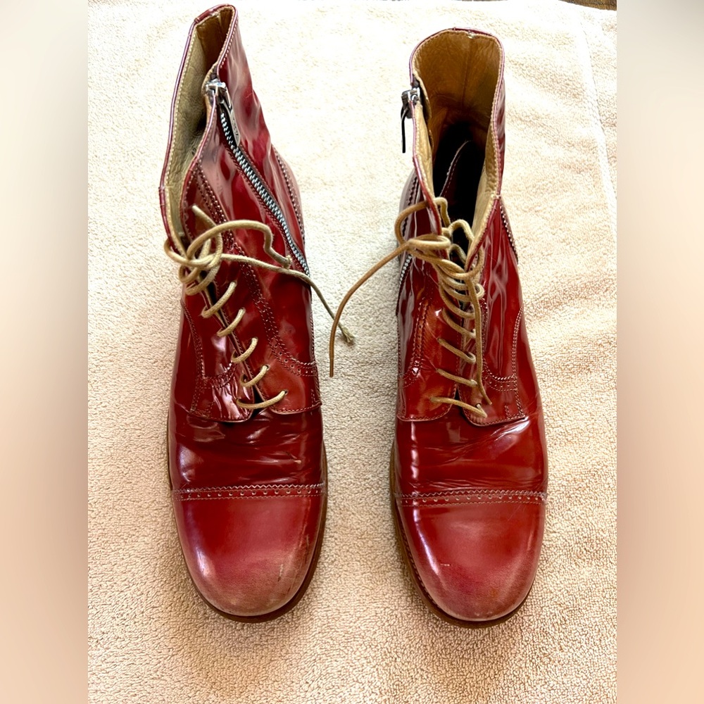 I.N.K vintage red combat style boot